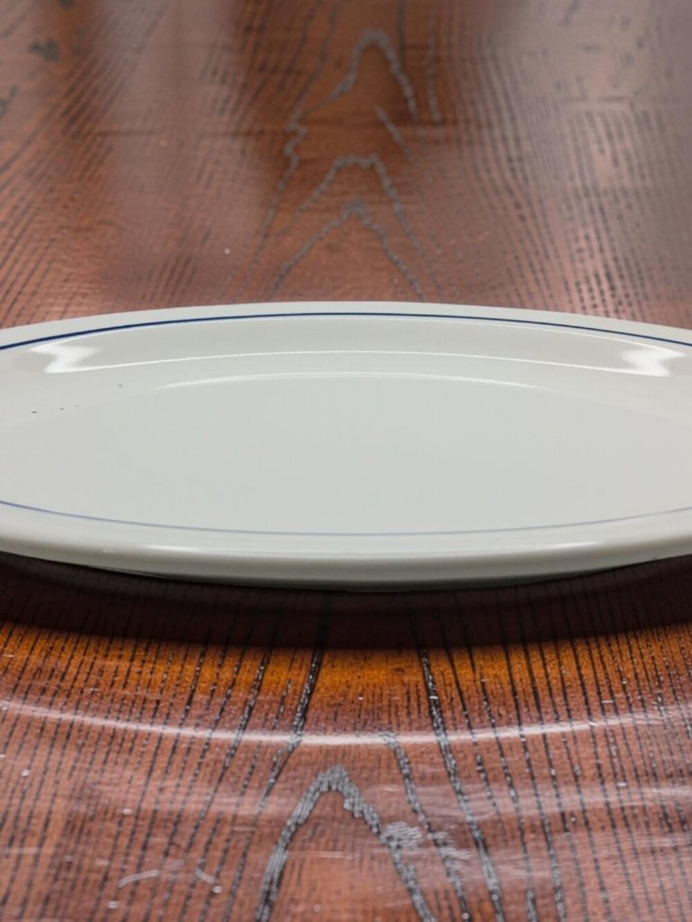 vintage stoneware buffalo china blue trim 11.5" serving platter